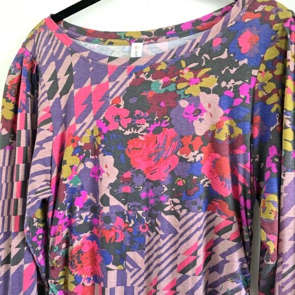 Anthropologie Daily Practice Ruched Mini Jersey Floral Print Long Sleeve Dress M - Picture 5 of 10